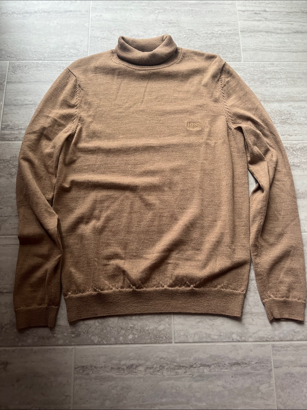 Boss Men's Camel/Tan Turtleneck Sweater